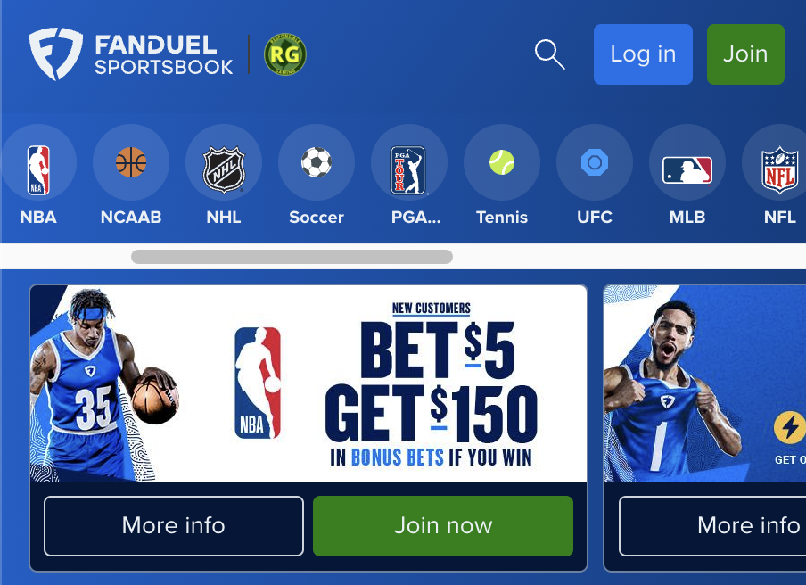 Sports markets at FanDuel sportsbook.